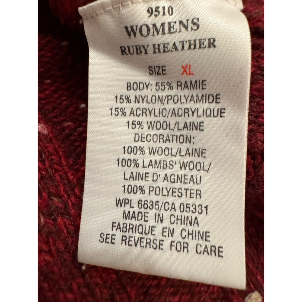 Woolrich Sweater Vest Womens XL Red Knit Full Zip Embroidered Cross Cross Stitch - Picture 5 of 6